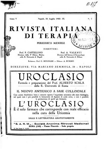 Rivista italiana di terapia periodico mensile