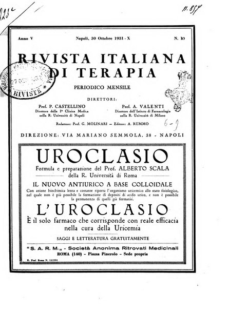 Rivista italiana di terapia periodico mensile