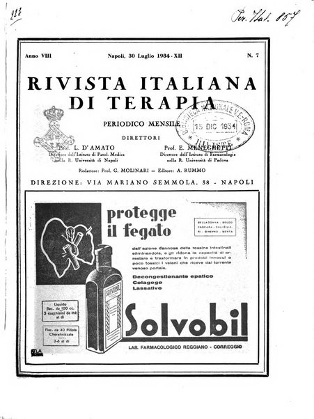 Rivista italiana di terapia periodico mensile