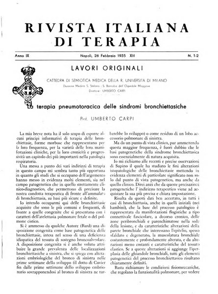 Rivista italiana di terapia periodico mensile