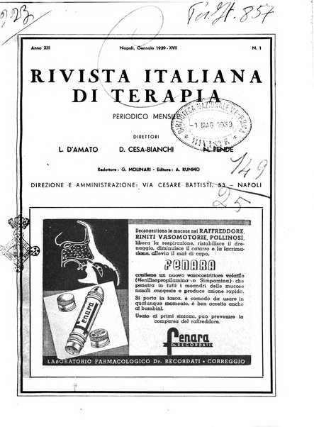 Rivista italiana di terapia periodico mensile