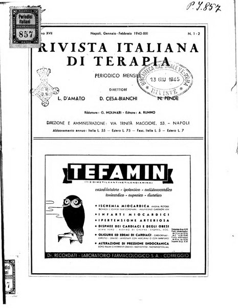 Rivista italiana di terapia periodico mensile