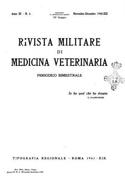 Rivista militare di medicina veterinaria Periodico bimestrale