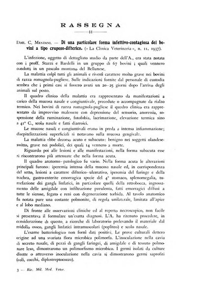 Rivista militare di medicina veterinaria Periodico bimestrale