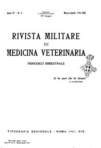 Rivista militare di medicina veterinaria Periodico bimestrale