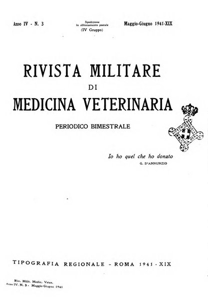 Rivista militare di medicina veterinaria Periodico bimestrale