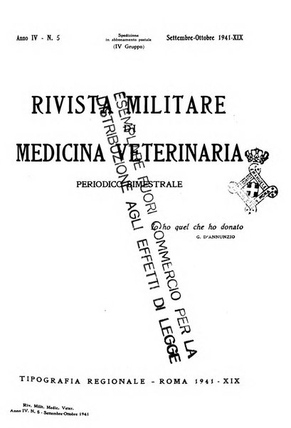 Rivista militare di medicina veterinaria Periodico bimestrale