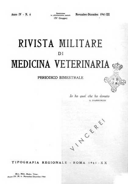 Rivista militare di medicina veterinaria Periodico bimestrale