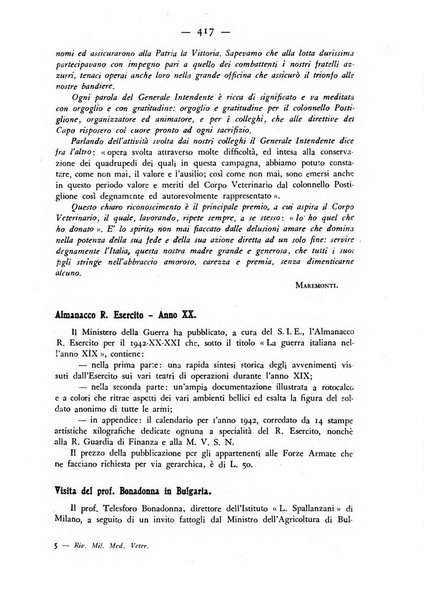 Rivista militare di medicina veterinaria Periodico bimestrale