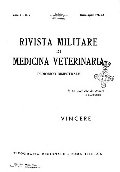 Rivista militare di medicina veterinaria Periodico bimestrale