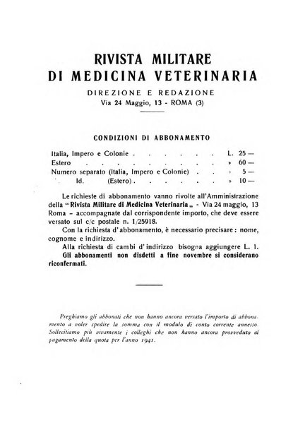 Rivista militare di medicina veterinaria Periodico bimestrale