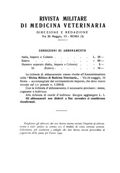 Rivista militare di medicina veterinaria Periodico bimestrale