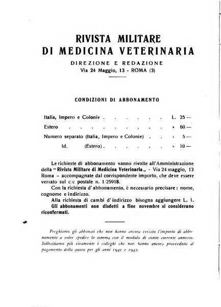 Rivista militare di medicina veterinaria Periodico bimestrale