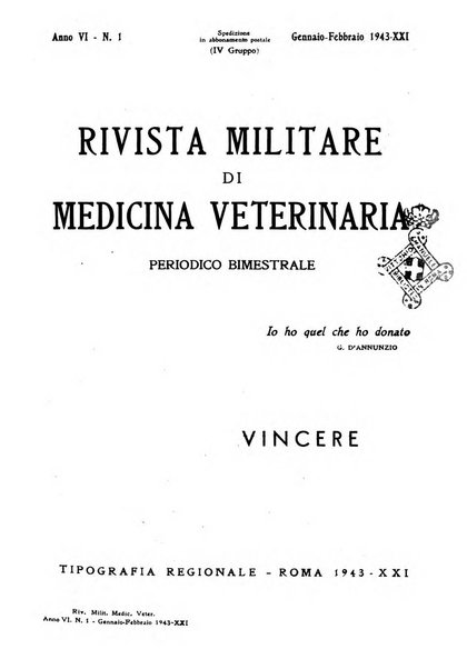 Rivista militare di medicina veterinaria Periodico bimestrale