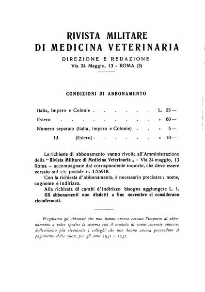 Rivista militare di medicina veterinaria Periodico bimestrale