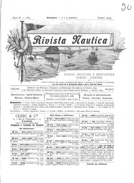 Rivista nautica rowing, yachting, Marina militare e mercantile