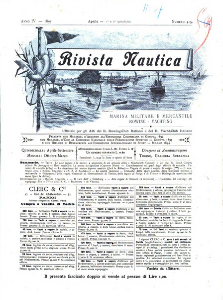 Rivista nautica rowing, yachting, Marina militare e mercantile