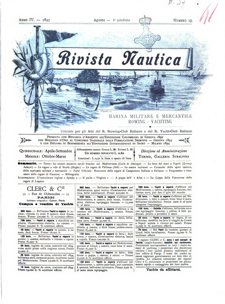 Rivista nautica rowing, yachting, Marina militare e mercantile