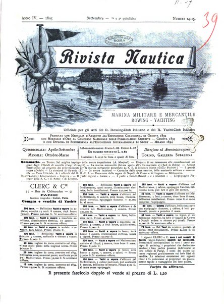 Rivista nautica rowing, yachting, Marina militare e mercantile