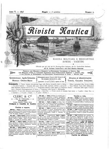 Rivista nautica rowing, yachting, Marina militare e mercantile