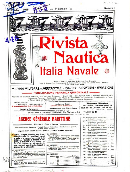 Rivista nautica rowing, yachting, Marina militare e mercantile