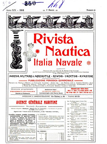 Rivista nautica rowing, yachting, Marina militare e mercantile