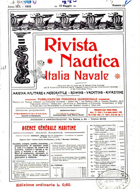 Rivista nautica rowing, yachting, Marina militare e mercantile