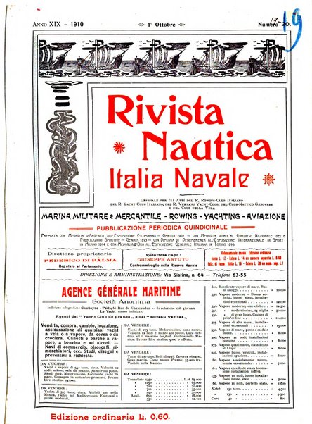 Rivista nautica rowing, yachting, Marina militare e mercantile