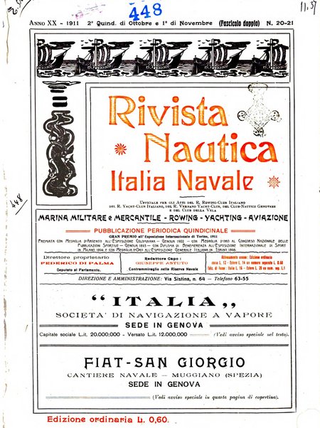 Rivista nautica rowing, yachting, Marina militare e mercantile