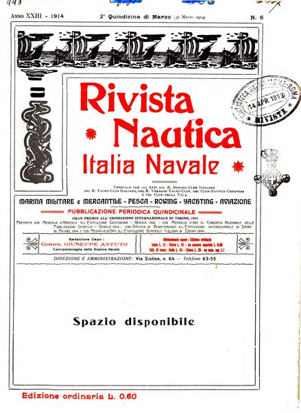 Rivista nautica rowing, yachting, Marina militare e mercantile