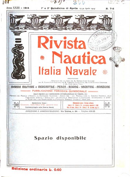 Rivista nautica rowing, yachting, Marina militare e mercantile