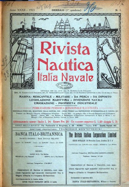 Rivista nautica rowing, yachting, Marina militare e mercantile