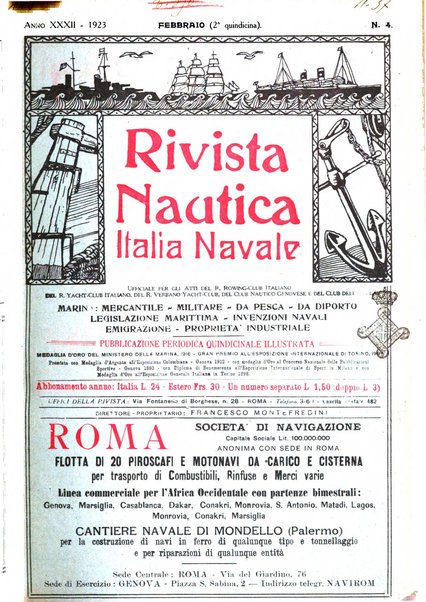 Rivista nautica rowing, yachting, Marina militare e mercantile