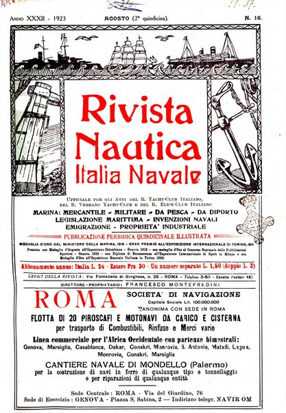 Rivista nautica rowing, yachting, Marina militare e mercantile