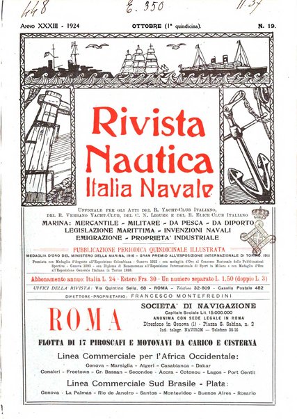 Rivista nautica rowing, yachting, Marina militare e mercantile