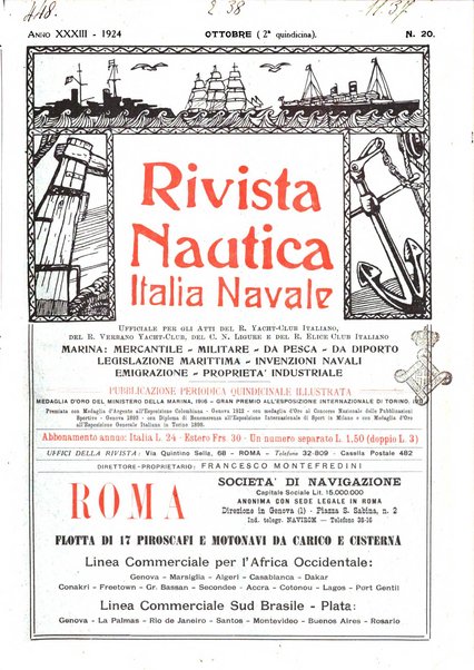 Rivista nautica rowing, yachting, Marina militare e mercantile