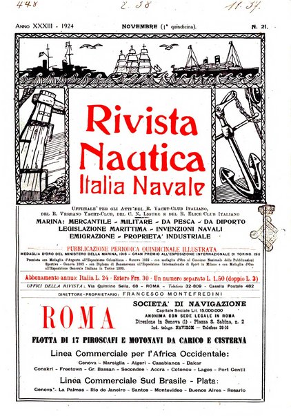 Rivista nautica rowing, yachting, Marina militare e mercantile