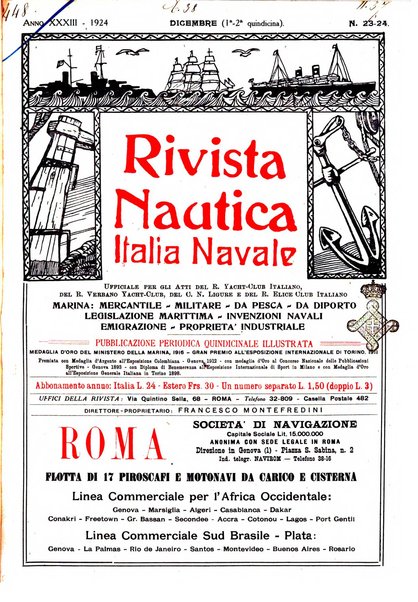 Rivista nautica rowing, yachting, Marina militare e mercantile