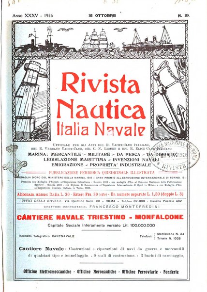 Rivista nautica rowing, yachting, Marina militare e mercantile