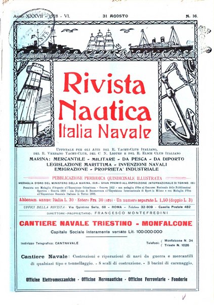 Rivista nautica rowing, yachting, Marina militare e mercantile