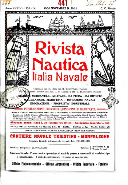 Rivista nautica rowing, yachting, Marina militare e mercantile