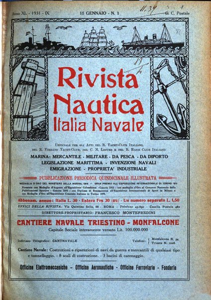 Rivista nautica rowing, yachting, Marina militare e mercantile