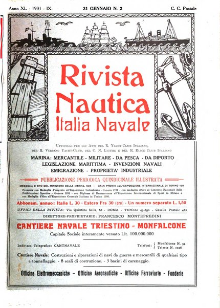 Rivista nautica rowing, yachting, Marina militare e mercantile