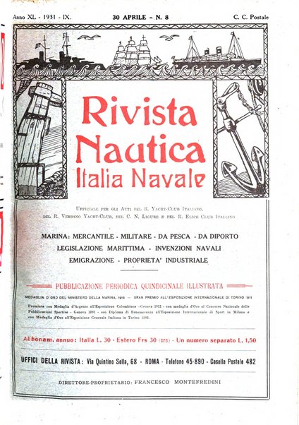 Rivista nautica rowing, yachting, Marina militare e mercantile