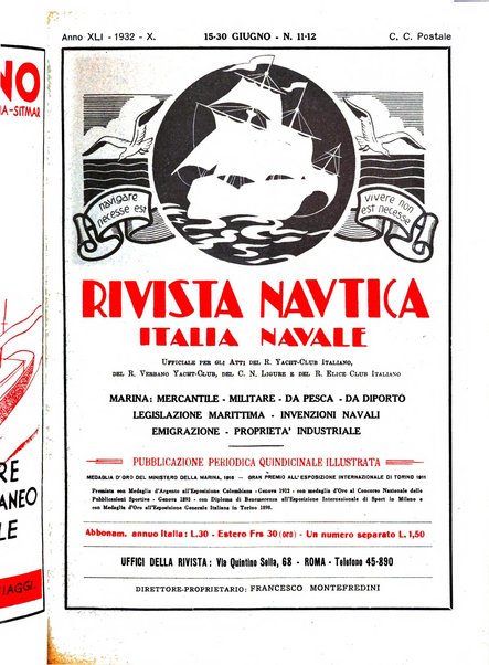 Rivista nautica rowing, yachting, Marina militare e mercantile