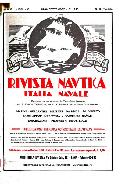 Rivista nautica rowing, yachting, Marina militare e mercantile