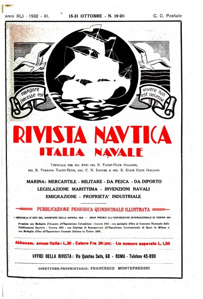 Rivista nautica rowing, yachting, Marina militare e mercantile