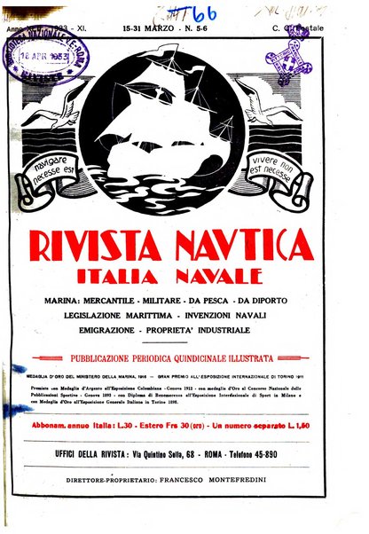 Rivista nautica rowing, yachting, Marina militare e mercantile