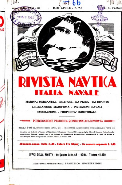 Rivista nautica rowing, yachting, Marina militare e mercantile