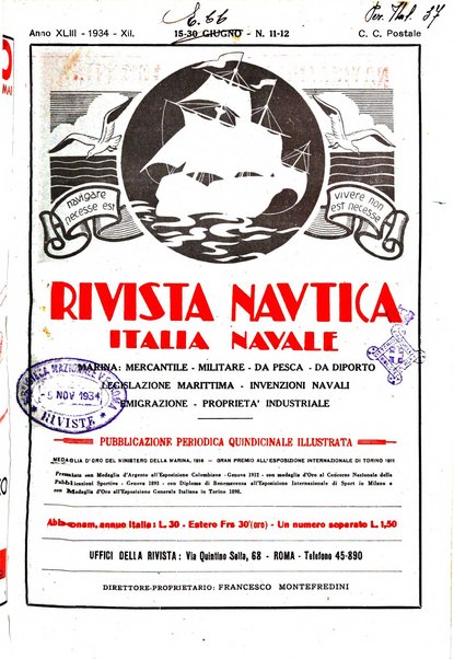 Rivista nautica rowing, yachting, Marina militare e mercantile